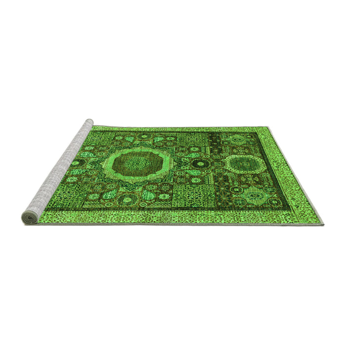 Sideview of Machine Washable Abstract Green Modern Area Rugs, wshabs2360grn