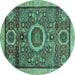 Round Abstract Turquoise Modern Rug, abs2360turq