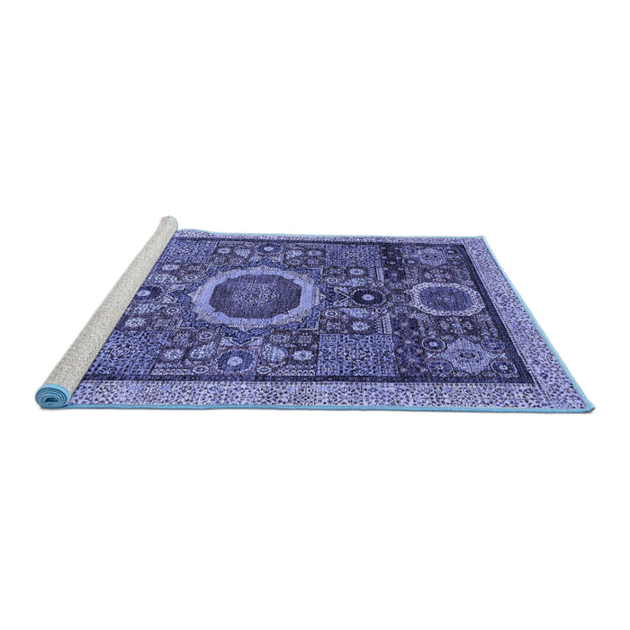Sideview of Machine Washable Abstract Blue Modern Rug, wshabs2360blu