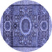 Round Machine Washable Abstract Blue Modern Rug, wshabs2360blu