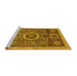 Sideview of Machine Washable Abstract Yellow Modern Rug, wshabs2360yw