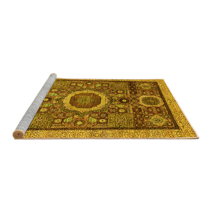 Sideview of Machine Washable Abstract Yellow Modern Rug, wshabs2360yw