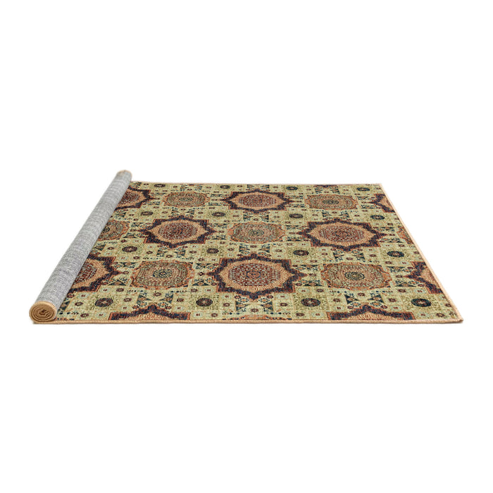 Sideview of Machine Washable Abstract Dark Sienna Brown Rug, wshabs2361