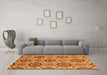 Machine Washable Abstract Orange Modern Area Rugs in a Living Room, wshabs2361org