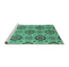 Sideview of Machine Washable Abstract Turquoise Modern Area Rugs, wshabs2361turq