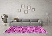 Machine Washable Abstract Pink Modern Rug, wshabs2361pnk