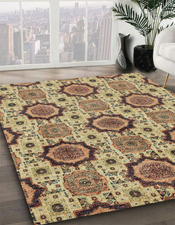 Abstract Dark Sienna Brown Modern Rug in Family Room, abs2361