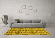 Machine Washable Abstract Yellow Modern Rug in a Living Room, wshabs2361yw