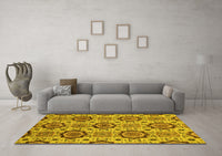 Machine Washable Abstract Yellow Modern Rug, wshabs2361yw