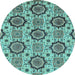 Round Abstract Light Blue Modern Rug, abs2361lblu