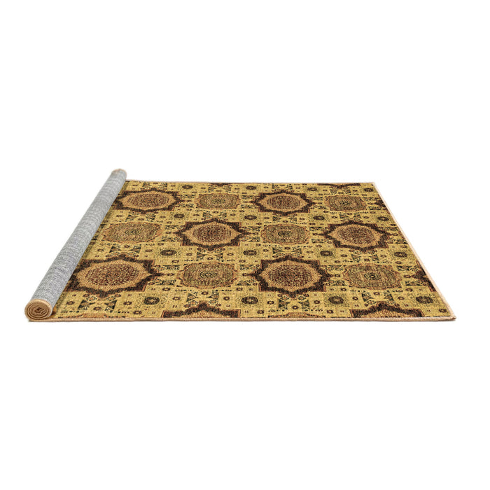 Sideview of Machine Washable Abstract Brown Modern Rug, wshabs2361brn