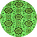 Round Machine Washable Abstract Green Modern Area Rugs, wshabs2361grn