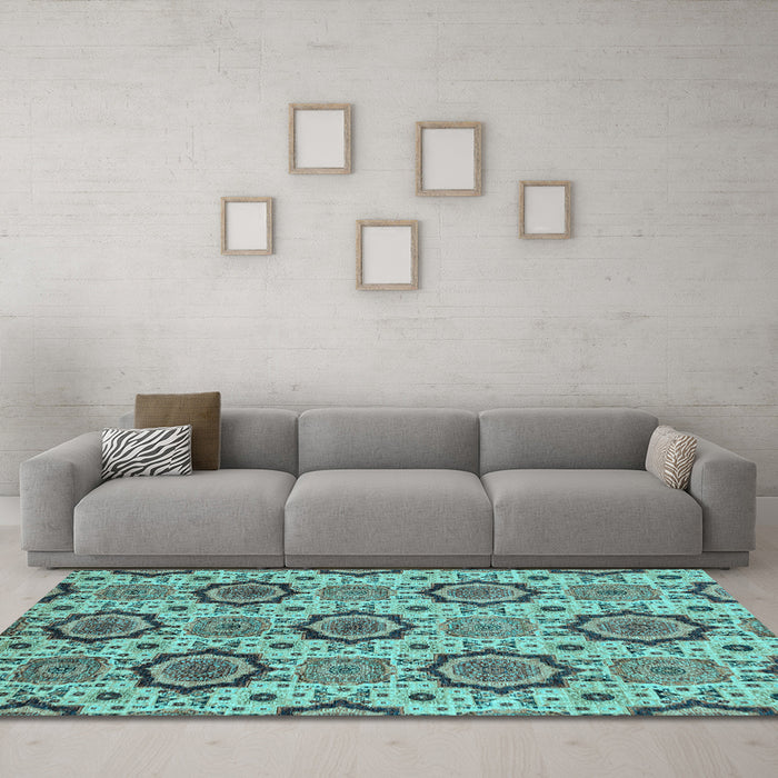 Machine Washable Abstract Light Blue Modern Rug in a Living Room, wshabs2361lblu