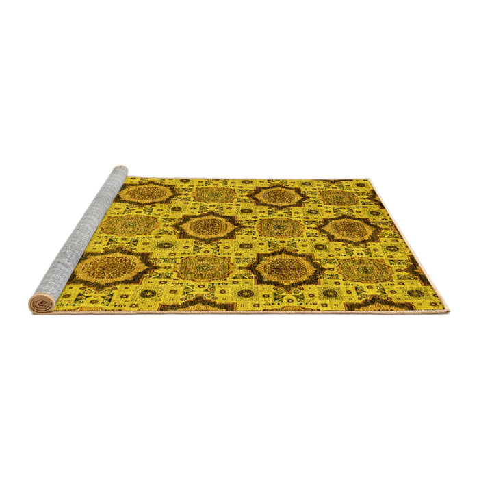 Sideview of Machine Washable Abstract Yellow Modern Rug, wshabs2361yw