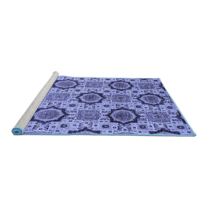 Sideview of Machine Washable Abstract Blue Modern Rug, wshabs2361blu