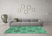 Machine Washable Abstract Turquoise Modern Area Rugs in a Living Room,, wshabs2361turq