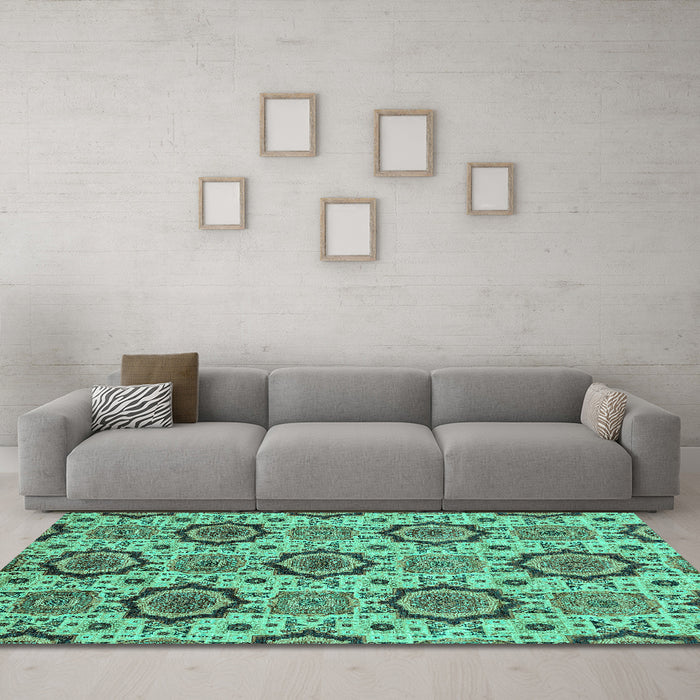 Machine Washable Abstract Turquoise Modern Area Rugs in a Living Room,, wshabs2361turq