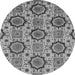 Round Abstract Gray Modern Rug, abs2361gry