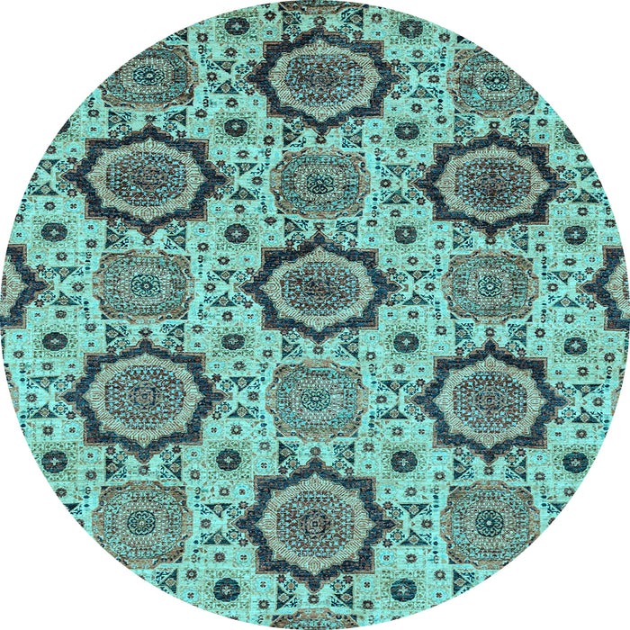 Round Machine Washable Abstract Light Blue Modern Rug, wshabs2361lblu