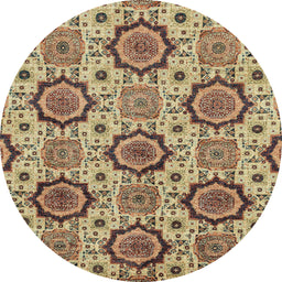 Round Abstract Dark Sienna Brown Modern Rug, abs2361