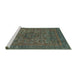 Sideview of Machine Washable Abstract Camouflage Green Rug, wshabs2362