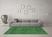 Machine Washable Abstract Emerald Green Modern Rug, wshabs2362emgrn