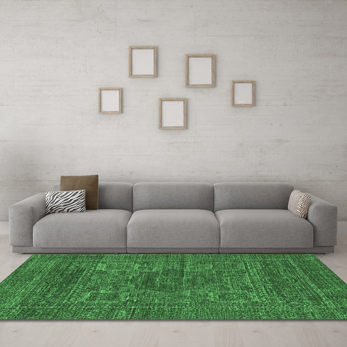 Machine Washable Abstract Emerald Green Modern Area Rugs in a Living Room,, wshabs2362emgrn