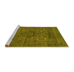 Sideview of Machine Washable Abstract Yellow Modern Rug, wshabs2362yw
