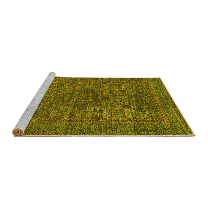 Sideview of Machine Washable Abstract Yellow Modern Rug, wshabs2362yw