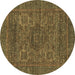 Round Abstract Brown Modern Rug, abs2362brn