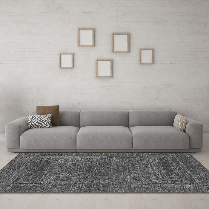 Machine Washable Abstract Gray Modern Rug in a Living Room,, wshabs2362gry