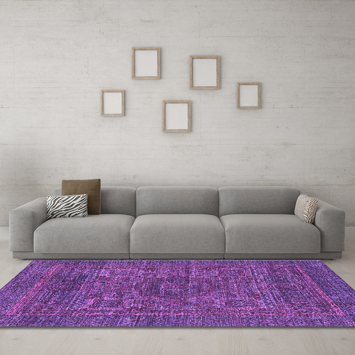Machine Washable Abstract Purple Modern Area Rugs in a Living Room, wshabs2362pur