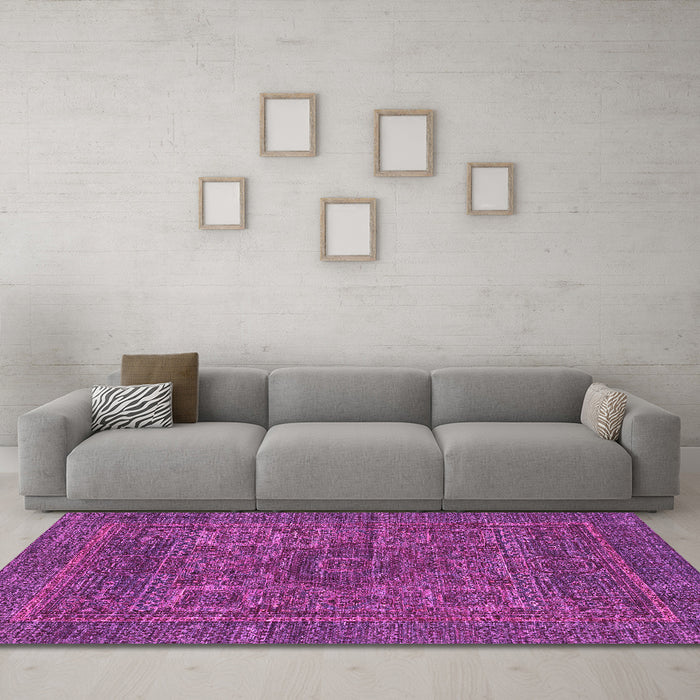 Machine Washable Abstract Pink Modern Rug in a Living Room, wshabs2362pnk