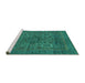 Sideview of Machine Washable Abstract Turquoise Modern Area Rugs, wshabs2362turq