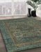 Abstract Camouflage Green Modern Rug in Family Room, abs2362