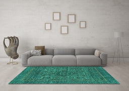 Machine Washable Abstract Turquoise Modern Area Rugs in a Living Room,, wshabs2362turq