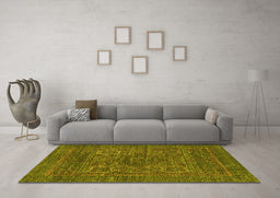 Machine Washable Abstract Yellow Modern Rug in a Living Room, wshabs2362yw