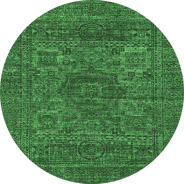 Round Abstract Emerald Green Modern Rug, abs2362emgrn