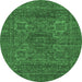 Round Abstract Emerald Green Modern Rug, abs2362emgrn