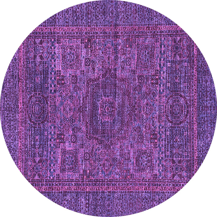 Round Abstract Purple Modern Rug, abs2362pur