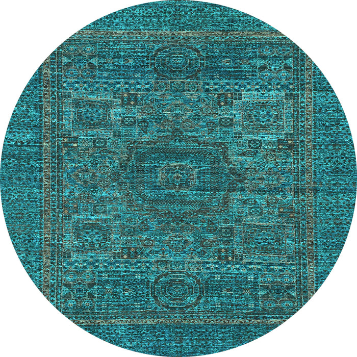 Round Abstract Light Blue Modern Rug, abs2362lblu