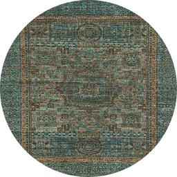 Round Machine Washable Abstract Camouflage Green Rug, wshabs2362