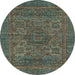 Round Machine Washable Abstract Camouflage Green Rug, wshabs2362