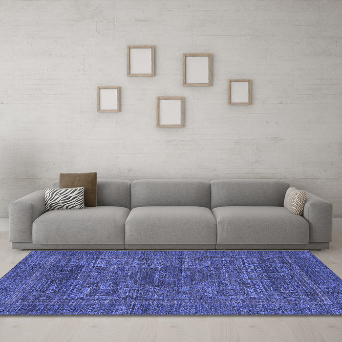 Machine Washable Abstract Blue Modern Rug in a Living Room, wshabs2362blu