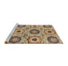 Sideview of Machine Washable Abstract Brown Green Rug, wshabs2363