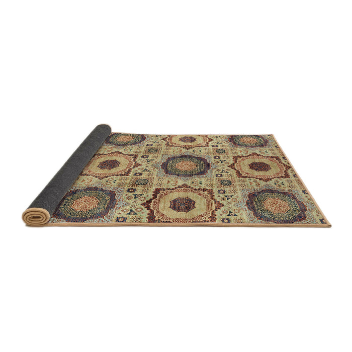 Sideview of Abstract Brownish Green Modern Rug, abs2363