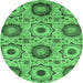 Round Abstract Emerald Green Modern Rug, abs2363emgrn