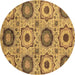 Round Abstract Brown Modern Rug, abs2363brn