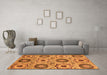 Machine Washable Abstract Orange Modern Area Rugs in a Living Room, wshabs2363org