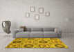 Machine Washable Abstract Yellow Modern Rug in a Living Room, wshabs2363yw